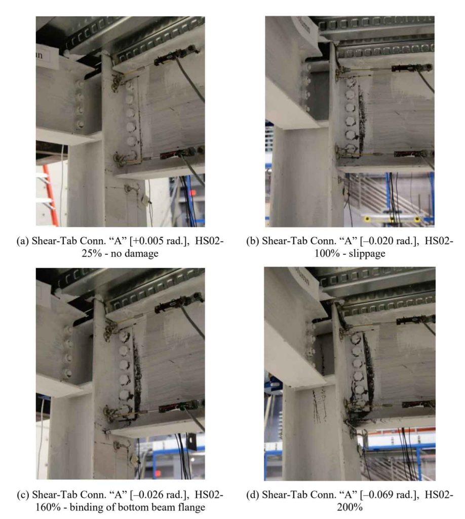 عکس‌هایی از خرابی اتصال shear-tab "A"